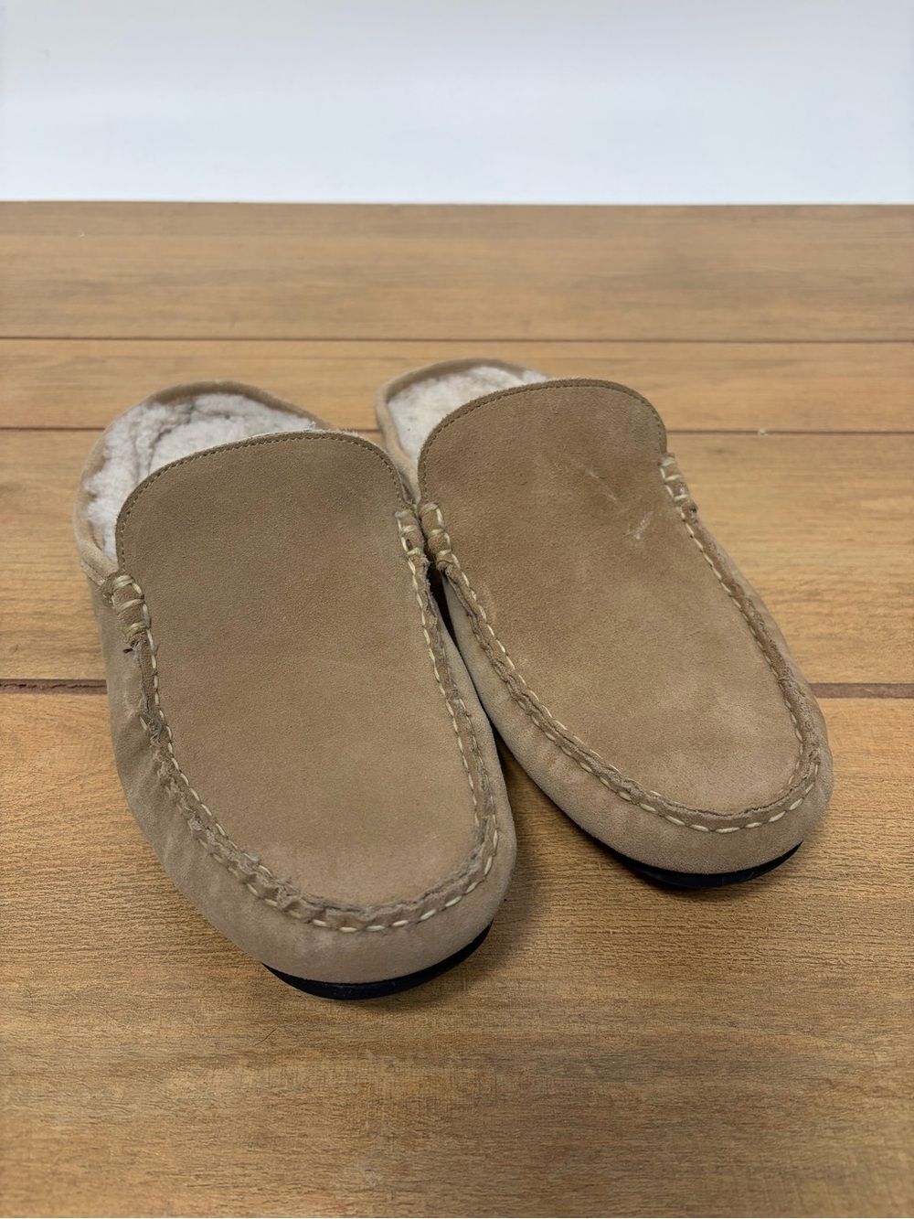 Allen Edmonds Sebastian Slide on Slipper in Bone Suede Size 9